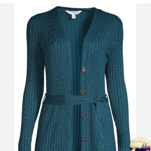 Time and Tru Sweater Dress Button Up Front Teal